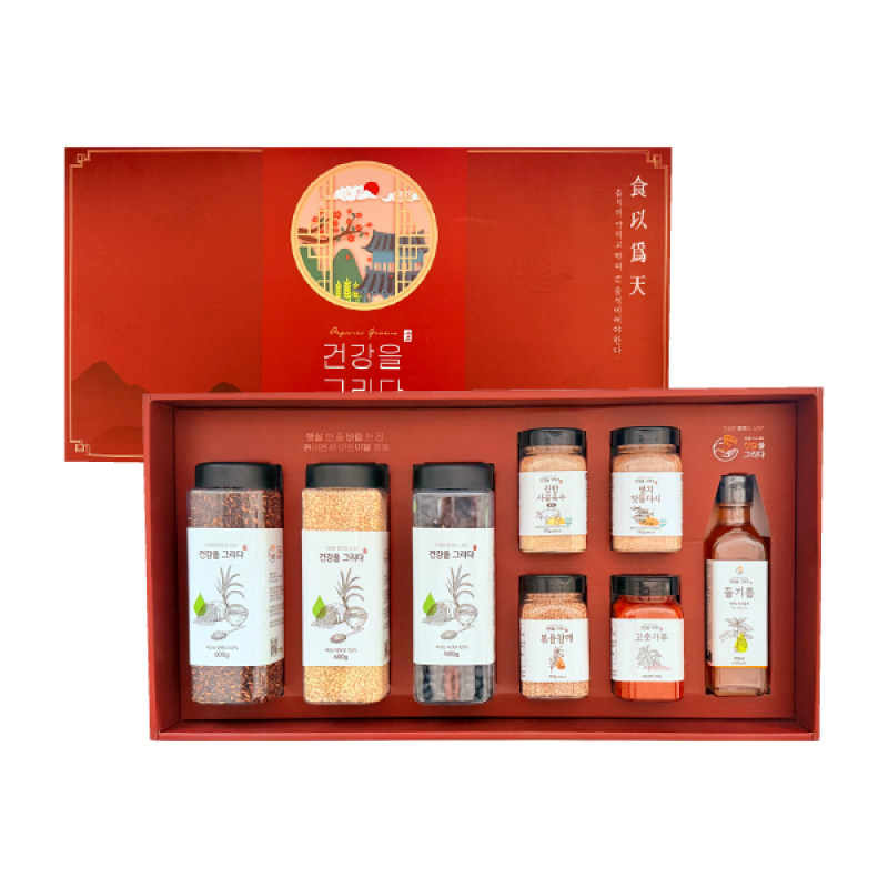 건강한 한끼의 시작! 건강을 그리다,[건강을그리다]2025년 국내산 농산물종합선물세트(국내산 들기름, 국내산 볶음참깨, 국내산 고춧가루, 국내산 잡곡) 추석선물세트[기본10세트 기준]